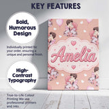 Personalised Name Valentines Love Couple Custom  Unique Gift Idea Elegant Feature Canvas Wall Art Print Decor Picture Ready to Hang