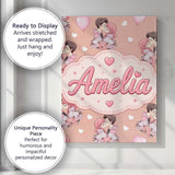 Personalised Name Valentines Love Couple Custom  Unique Gift Idea Elegant Feature Canvas Wall Art Print Decor Picture Ready to Hang