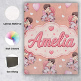 Personalised Name Valentines Love Couple Custom  Unique Gift Idea Elegant Feature Canvas Wall Art Print Decor Picture Ready to Hang