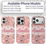 Valentines Love Couple Kissing Floral Hearts Custom Name Protective Phone Case Mobile Cover Durable Everyday Smartphone Shock Resistant