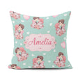 Custom Name Valentines Love Couple Kissing Floral Hearts Green Square Filled Cushion Throw Pillow Sofa Bed Home Decor Zip Washable UK Made