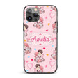Cute Valentines Couple Kissing Floral Hearts Custom Name Protective Phone Case Mobile Cover Durable Everyday Smartphone Shock Resistant