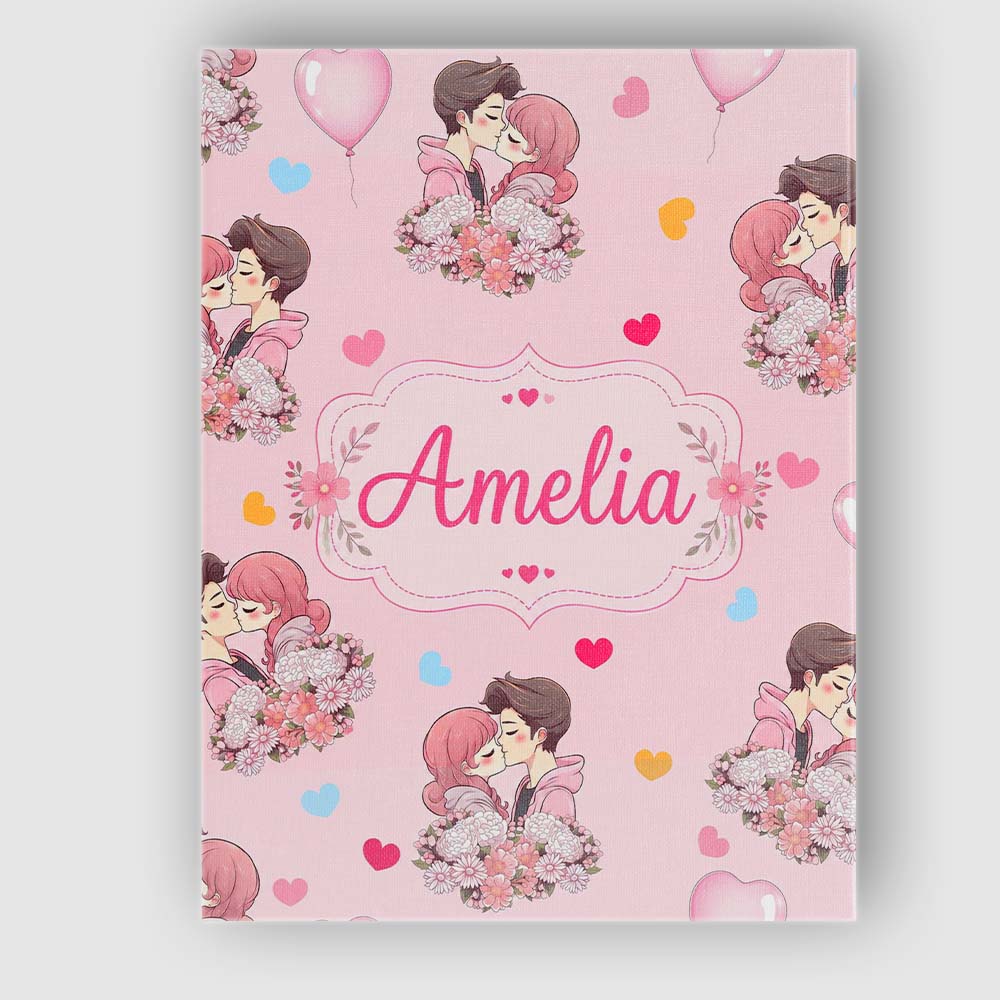 Personalised Name Cute Valentines Couple Custom  Unique Gift Idea Elegant Feature Canvas Wall Art Print Decor Picture Ready to Hang