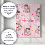 Personalised Name Cute Valentines Couple Custom  Unique Gift Idea Elegant Feature Canvas Wall Art Print Decor Picture Ready to Hang