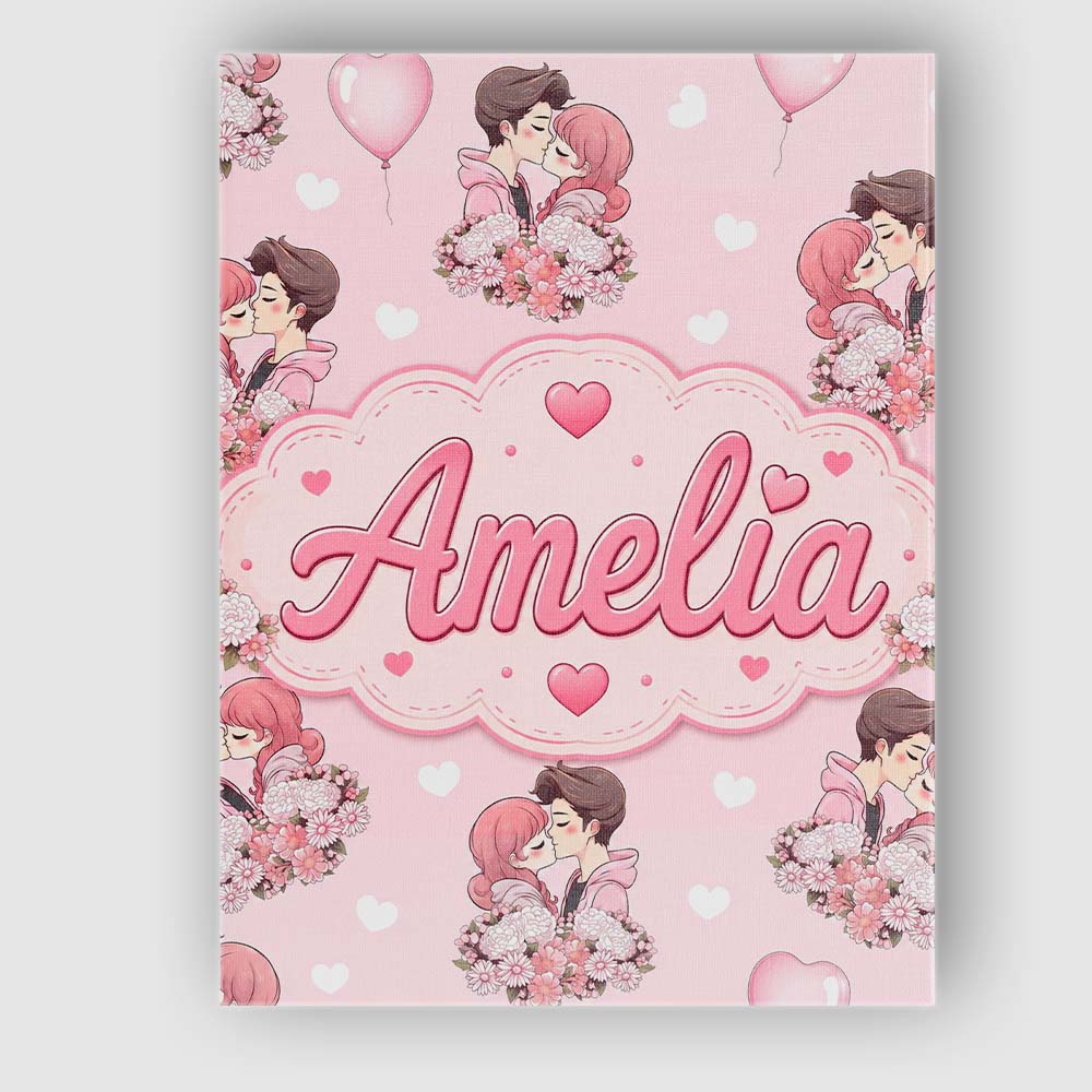 Personalised Name Cute Valentines Couple Custom  Unique Gift Idea Elegant Feature Canvas Wall Art Print Decor Picture Ready to Hang