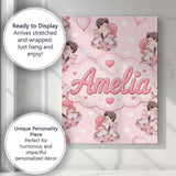 Personalised Name Cute Valentines Couple Custom  Unique Gift Idea Elegant Feature Canvas Wall Art Print Decor Picture Ready to Hang