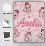 Personalised Name Cute Valentines Couple Custom  Unique Gift Idea Elegant Feature Canvas Wall Art Print Decor Picture Ready to Hang
