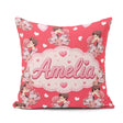 Custom Name Valentines Couple Kissing Floral Hearts Balloon Red Square Filled Cushion Throw Pillow Sofa Bed Home Decor Zip Washable UK Made