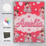 Personalised Name Cute Valentines Couple Custom  Unique Gift Idea Elegant Feature Canvas Wall Art Print Decor Picture Ready to Hang
