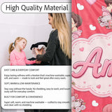Cute Valentines Couple Kissing Floral Hearts Balloon Red Background  Personalised Custom Name Super Soft Fleece Blanket Bed Sofa Throw