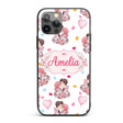 Cute Valentines Couple Kissing Floral Hearts Custom Name Protective Phone Case Mobile Cover Durable Everyday Smartphone Shock Resistant