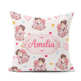 Custom Name Valentines Couple Kissing Floral Hearts Balloon Grey Square Filled Cushion Throw Pillow Sofa Bed Home Decor Zip Washable UK Made