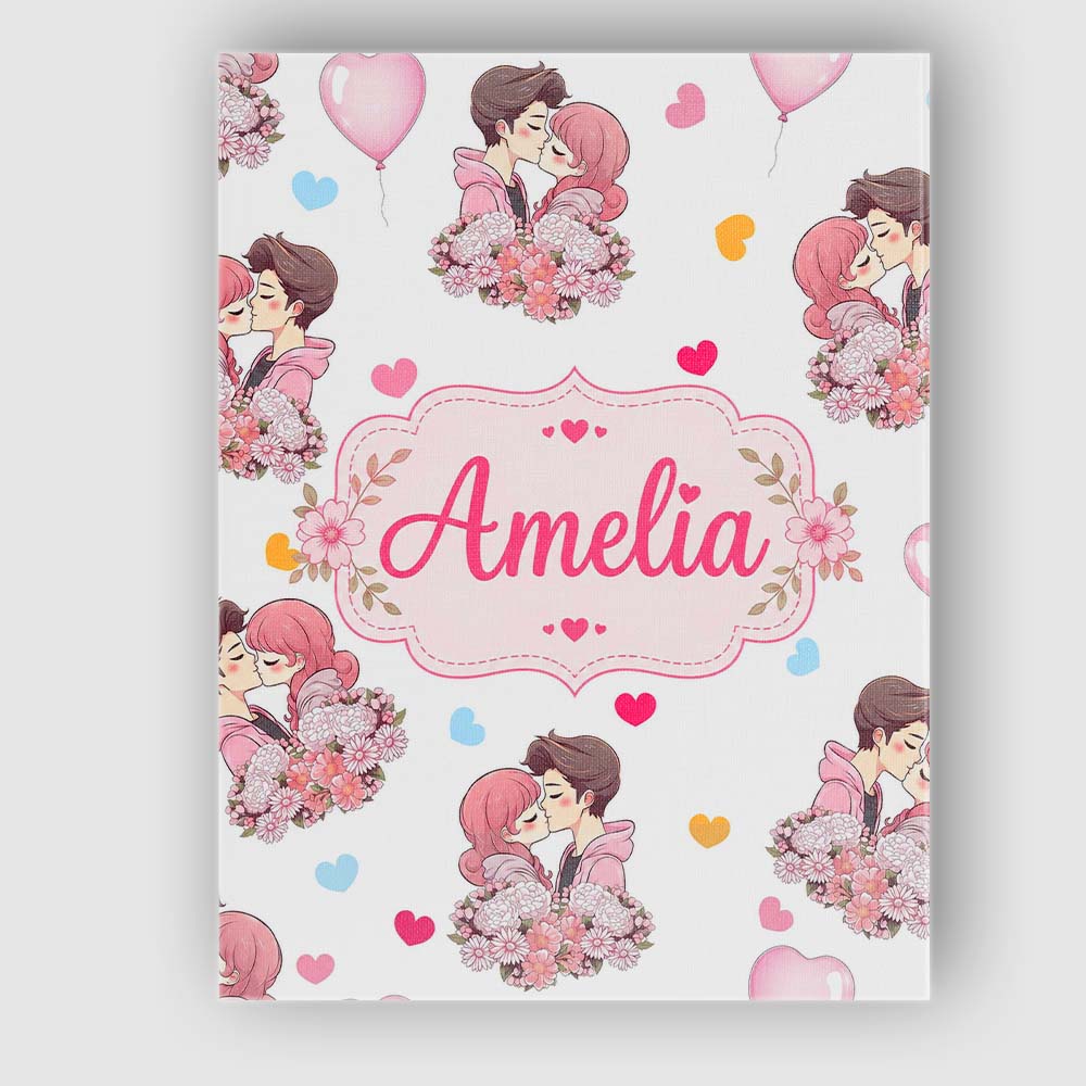 Personalised Name Cute Valentines Couple Custom  Unique Gift Idea Elegant Feature Canvas Wall Art Print Decor Picture Ready to Hang