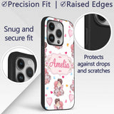 Cute Valentines Couple Kissing Floral Hearts Custom Name Protective Phone Case Mobile Cover Durable Everyday Smartphone Shock Resistant