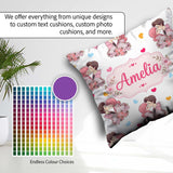Custom Name Valentines Couple Kissing Floral Hearts Balloon Grey Square Filled Cushion Throw Pillow Sofa Bed Home Decor Zip Washable UK Made