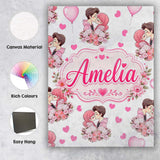 Personalised Name Cute Valentines Couple Custom  Unique Gift Idea Elegant Feature Canvas Wall Art Print Decor Picture Ready to Hang
