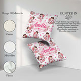 Custom Name Cute Couple Kissing Floral Hearts Balloon Light Grey Square Filled Cushion Throw Pillow Sofa Bed Home Decor Zip Washable UK Made
