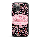 Cute Valentines Couple Love Gifts Hearts Black Custom Name Protective Phone Case Mobile Cover Durable Everyday Smartphone Shock Resistant