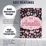 Personalised Name Cute Valentines Couple Custom  Unique Gift Idea Elegant Feature Canvas Wall Art Print Decor Picture Ready to Hang