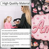 Cute Valentines Couple Love Gifts Hearts Black Background Seamless  Personalised Custom Name Super Soft Fleece Blanket Bed Sofa Throw