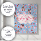 Personalised Name Cute Valentines Couple Custom  Unique Gift Idea Elegant Feature Canvas Wall Art Print Decor Picture Ready to Hang