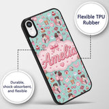 Cute Valentines Couple Love Gifts Hearts Mint Custom Name Protective Phone Case Mobile Cover Durable Everyday Smartphone Shock Resistant