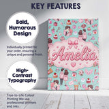 Personalised Name Cute Valentines Couple Custom  Unique Gift Idea Elegant Feature Canvas Wall Art Print Decor Picture Ready to Hang