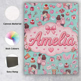 Personalised Name Cute Valentines Couple Custom  Unique Gift Idea Elegant Feature Canvas Wall Art Print Decor Picture Ready to Hang