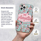 Cute Valentines Couple Love Gifts Hearts Mint Custom Name Protective Phone Case Mobile Cover Durable Everyday Smartphone Shock Resistant