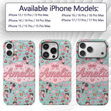 Cute Valentines Couple Love Gifts Hearts Mint Custom Name Protective Phone Case Mobile Cover Durable Everyday Smartphone Shock Resistant