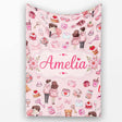 Cute Valentines Couple Love Gifts Light Pink Background Seamless  Personalised Custom Name Super Soft Fleece Blanket Bed Sofa Throw