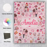 Personalised Name Cute Valentines Couple Custom  Unique Gift Idea Elegant Feature Canvas Wall Art Print Decor Picture Ready to Hang