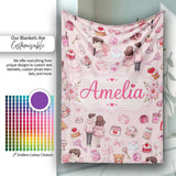 Cute Valentines Couple Love Gifts Light Pink Background Seamless  Personalised Custom Name Super Soft Fleece Blanket Bed Sofa Throw