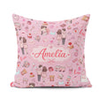 Custom Name Valentines Couple Icon Hearts Soft Pink Background Square Filled Cushion Throw Pillow Sofa Bed Home Decor Zip Washable UK Made