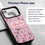 Cute Valentines Couple Love Icon Hearts Soft Pink Custom Name Protective Phone Case Mobile Cover Durable Everyday Smartphone Shock Resistant