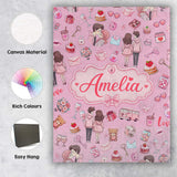 Personalised Name Cute Valentines Couple Custom  Unique Gift Idea Elegant Feature Canvas Wall Art Print Decor Picture Ready to Hang