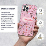 Cute Valentines Couple Love Icon Hearts Soft Pink Custom Name Protective Phone Case Mobile Cover Durable Everyday Smartphone Shock Resistant