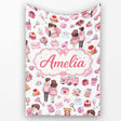 Cute Valentines Couple Love Gifts Hearts Grey Background Seamless  Personalised Custom Name Super Soft Fleece Blanket Bed Sofa Throw