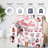 Cute Valentines Couple Love Gifts Hearts Grey Background Seamless  Personalised Custom Name Super Soft Fleece Blanket Bed Sofa Throw