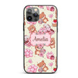 Cute Teddy Bears Hearts Gifts Floral Valentines Custom Name Protective Phone Case Mobile Cover Durable Everyday Smartphone Shock Resistant
