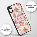 Cute Teddy Bears Hearts Gifts Floral Valentines Custom Name Protective Phone Case Mobile Cover Durable Everyday Smartphone Shock Resistant