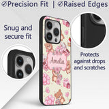 Cute Teddy Bears Hearts Gifts Floral Valentines Custom Name Protective Phone Case Mobile Cover Durable Everyday Smartphone Shock Resistant