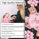 Cute Teddy Bears Heart Gift Floral Black Background Valentines  Personalised Custom Name Super Soft Fleece Blanket Bed Sofa Throw