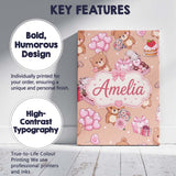 Personalised Name Cute Teddy Bears Hearts Custom  Unique Gift Idea Elegant Feature Canvas Wall Art Print Decor Picture Ready to Hang