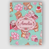 Personalised Name Cute Teddy Bears Hearts Custom  Unique Gift Idea Elegant Feature Canvas Wall Art Print Decor Picture Ready to Hang