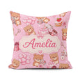 Custom Name Teddy Bears Hearts Balloons Gifts Blush Pink Pattern Square Filled Cushion Throw Pillow Sofa Bed Home Decor Zip Washable UK Made