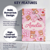 Personalised Name Cute Teddy Bears Hearts Custom  Unique Gift Idea Elegant Feature Canvas Wall Art Print Decor Picture Ready to Hang