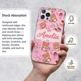 Cute Teddy Bears Hearts Balloons Gifts Blush Pink Custom Name Protective Phone Case Mobile Cover Durable Everyday Smartphone Shock Resistant