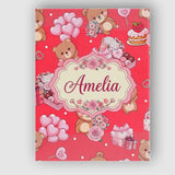 Personalised Name Cute Teddy Bears Hearts Custom  Unique Gift Idea Elegant Feature Canvas Wall Art Print Decor Picture Ready to Hang