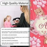 Cute Teddy Bears Hearts Balloons Gifts Red Background Seamless  Personalised Custom Name Super Soft Fleece Blanket Bed Sofa Throw